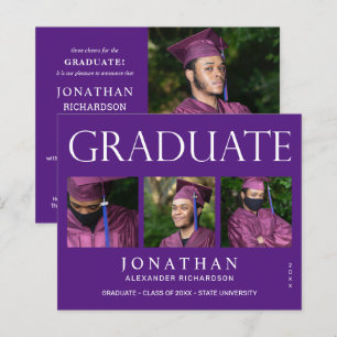 Budget Modern 4 Photo Graduation Announcement -P