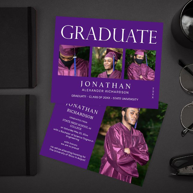 Budget Modern 4 Photo Graduation Announcement - P Flyer (Creator Uploaded)