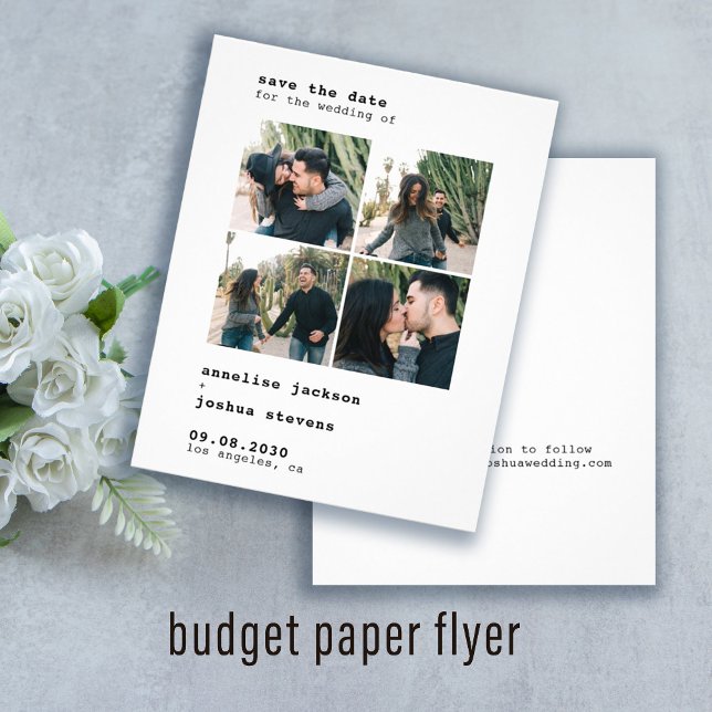 Budget modern 4 photos wedding save the date flyer (Creator Uploaded)