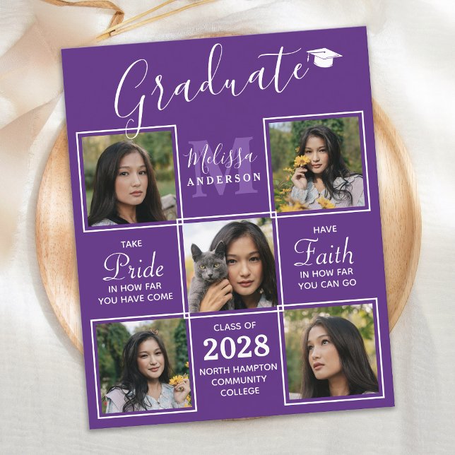 Budget Modern 5 Photo Collage Graduation Card (Creator Uploaded)