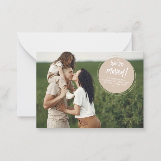 BUDGET Modern Abstract Circles Photo Moving Note Card (Front)