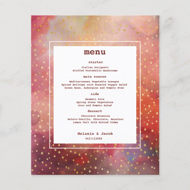 Budget Modern Abstract wedding Menu Flyer (Front)