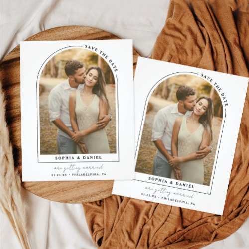 Budget Modern Arch with Photo Save The Date Flyer