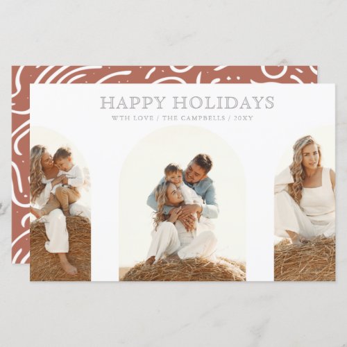 Budget Modern Arches Terracotta Photo Holiday Card