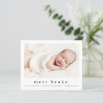 Budget Modern Baby Photo Birth Announcement