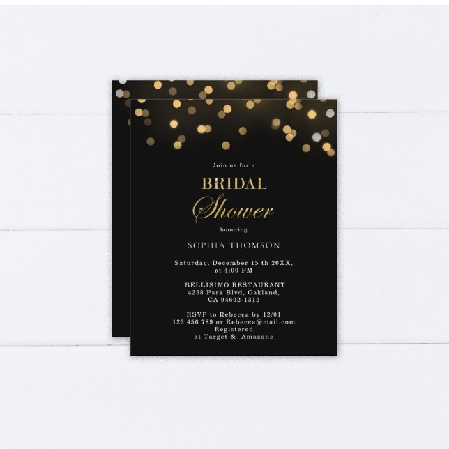 Budget Modern Black and Gold Bridal Shower Flyer (Creator Uploaded)