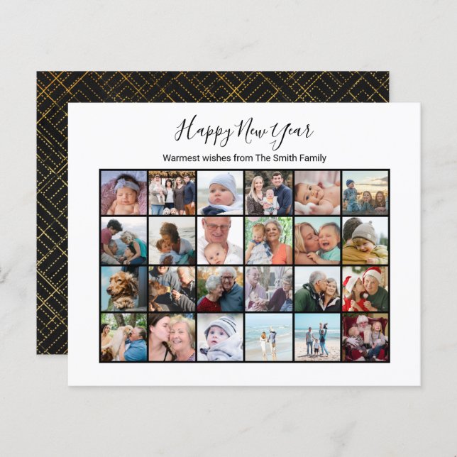 Budget Modern Black Minimalist Photo Holiday Card (Front/Back)