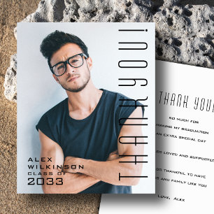 BUDGET Modern Black Script Photo GRAD Thank You  Flyer