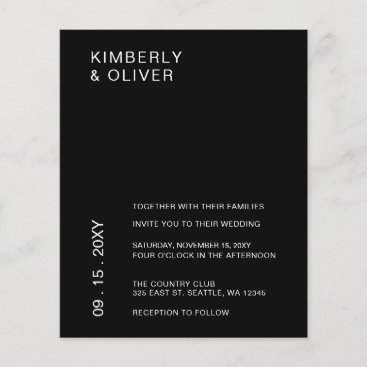 Budget Modern Black Wedding Invitation