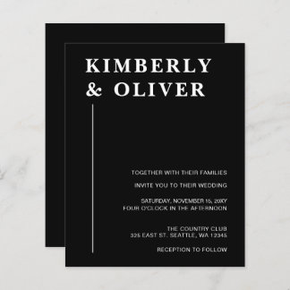 Budget Modern Black Wedding Invitations