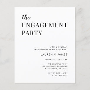 Budget Modern Black & White Engagement Party Flyer