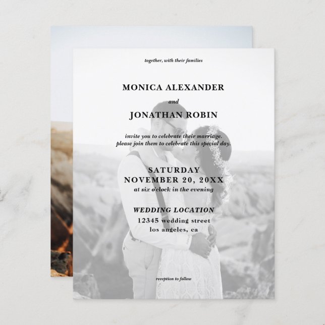 Budget Modern Black & White Photo Vertical Wedding (Front/Back)