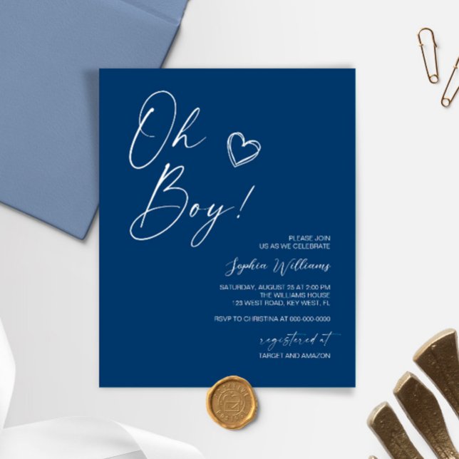 Budget Modern Blue Baby Shower Invitation (Creator Uploaded)