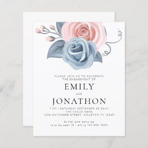 Budget Modern Blue Pink Florals Engagement Party