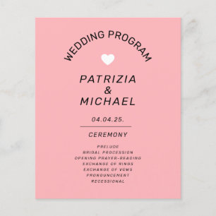 Budget Modern Blush Pink Wedding  Program