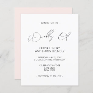 Budget Modern Blush Pink White Wedding Invitation