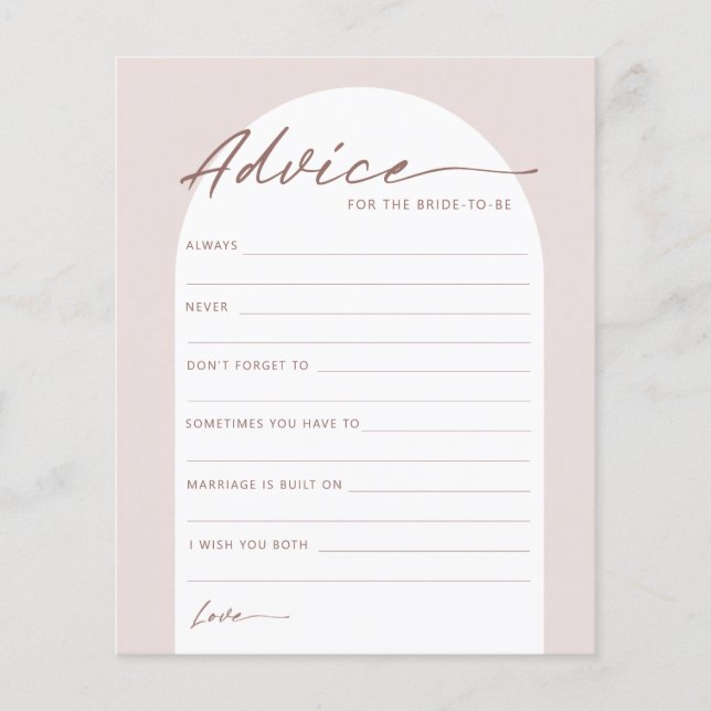 Budget Modern Bohemian Arch Bride To Be Advice Flyer (Front)