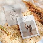 Budget Modern Boho Style Simple 2 Photo Wedding<br><div class="desc">A budget, modern yet minimalist wedding invitation featuring two of your favorite engagement photos. The front of this card features your names and wedding date in classic black and white typography. The first photo appears underneath. Cards reverse to a second photo of your choice, covered with a semi-transparent white overlay...</div>
