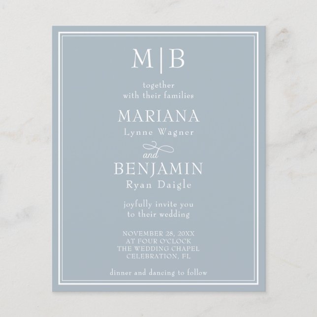 Budget Modern Border Light Gray Wedding Invitation (Front)