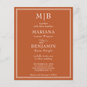 Budget Modern Border Terracotta Wedding Invitation Flyer