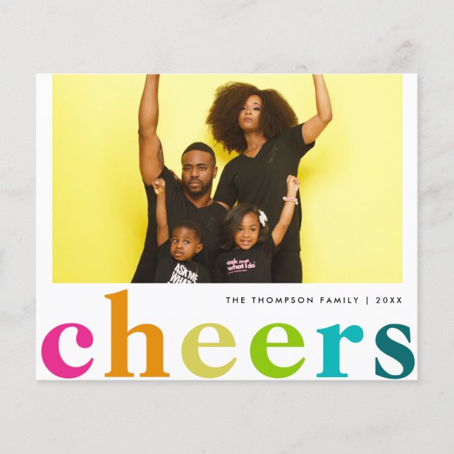 BUDGET Modern Bright Polka Cheers New Year Photo (Front)