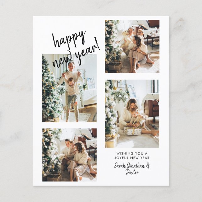 BUDGET Modern Brush Script 4 Photo Happy New Year (Front)