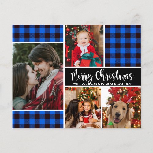 Budget Modern Buffalo Plaid Photo Christmas Card