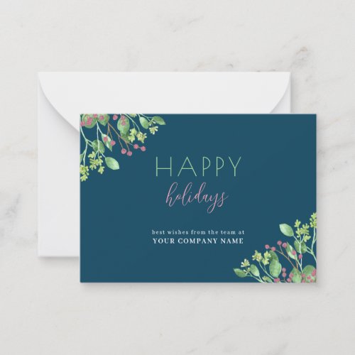 Budget modern business corporate blue holiday card