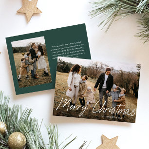Budget Modern Calligraphy Merry Christmas 2 Photo Holiday Card