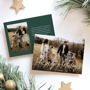 Budget Modern Calligraphy Merry Christmas 2 Photo Holiday Card