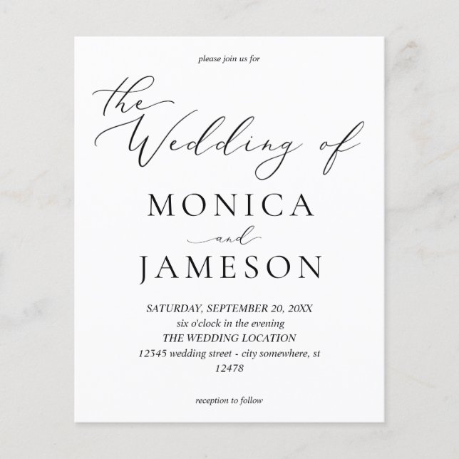 Budget Modern Calligraphy V2 Wedding Flyer (Front)