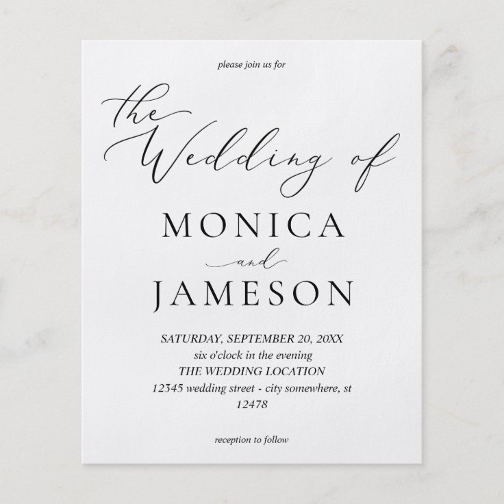 Budget Modern Calligraphy V2 Wedding Flyer | Zazzle