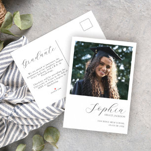 Budget Modern Casual Photo Graduation Announcement Postcard