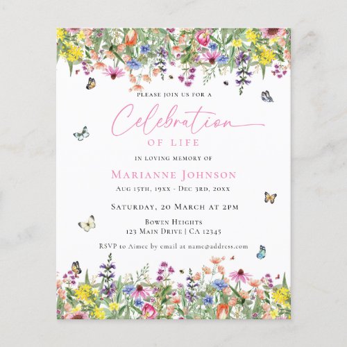 Budget Modern Celebration of life Floral Memorial Flyer