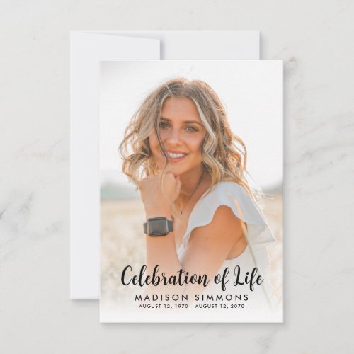 Budget Modern Celebration of Life Photo Funeral Note Card