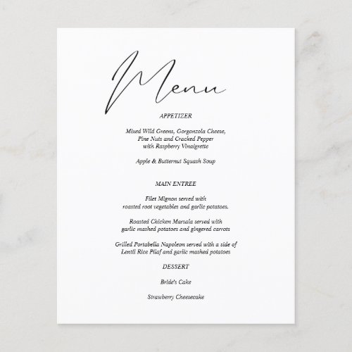 Budget Modern Chic Black  White Menu Flyer