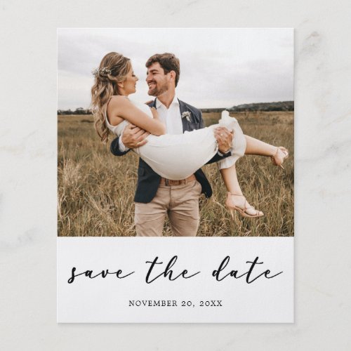 Budget Modern Chic Calligraphy Photo Save the Date Flyer