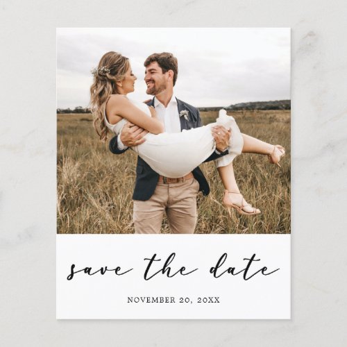 Budget Modern Chic Calligraphy Photo Save the Date Flyer