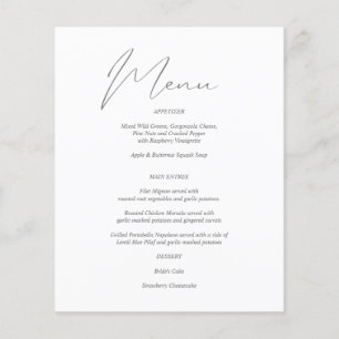 Budget Modern Chic Gray & White Menu Flyer