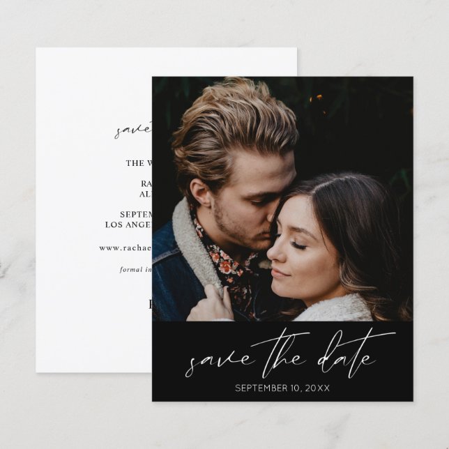 Budget Modern Chic Photo Vertical Save the Date (Front/Back)
