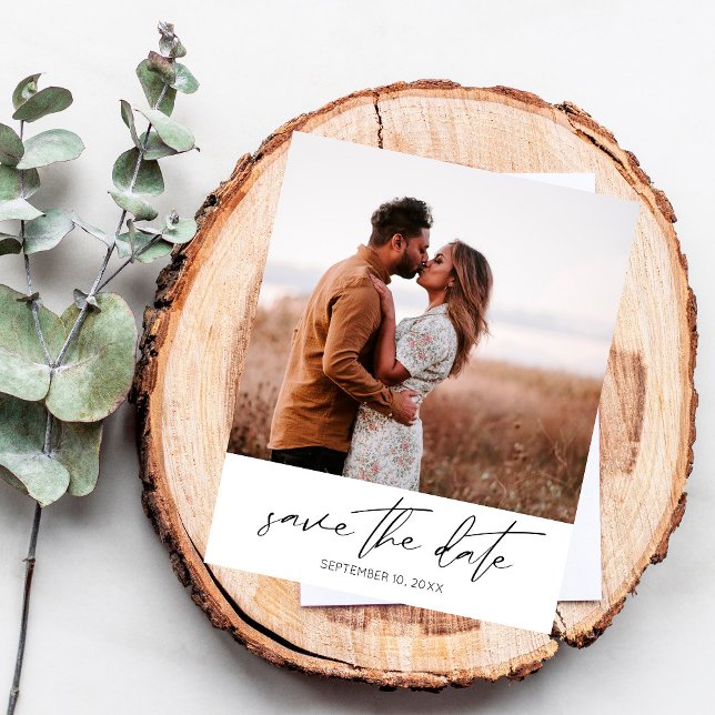 Budget Modern Chic Photo Vertical W Save the Date (Creator Uploaded)