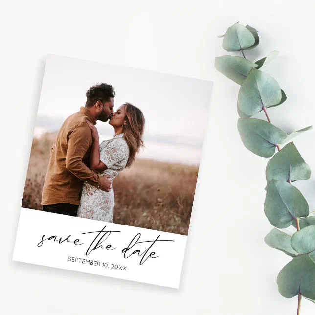 Budget Modern Chic Photo Vertical W Save the Date Flyer | Zazzle