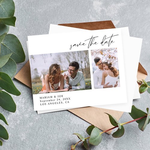 Budget Modern Chic Two Photo Save the Date
