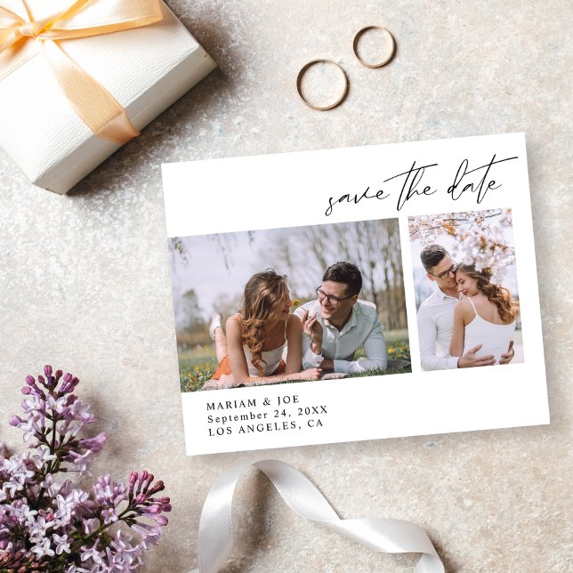 Budget Modern Chic Two Photo Save the Date Flyer