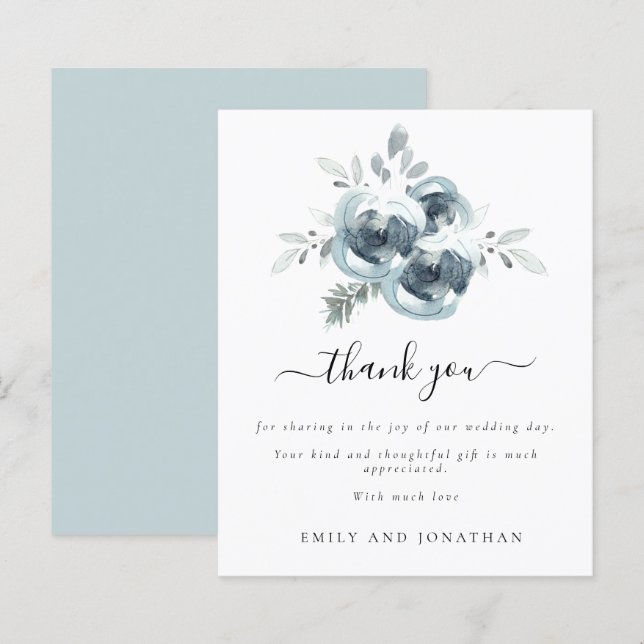 Budget Modern Christmas Bouquet Wedding Thank You (Front/Back)