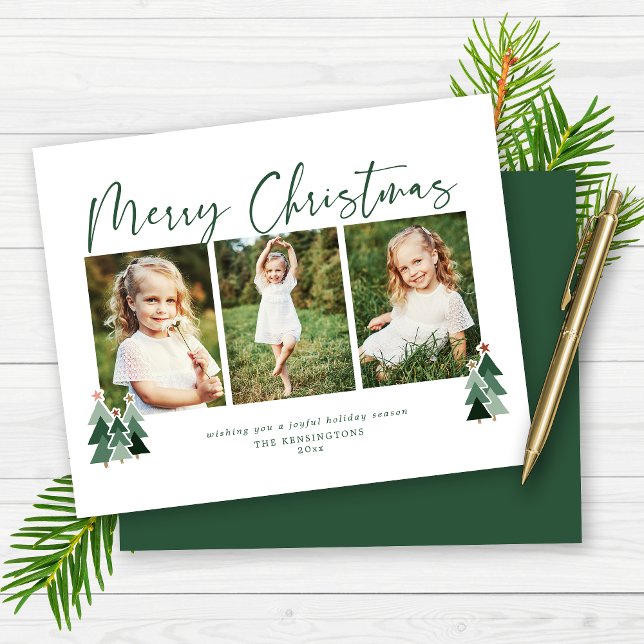 Budget Modern Christmas Trees Holiday Photo (Budget Modern Christmas Trees Holiday Photo Card)
