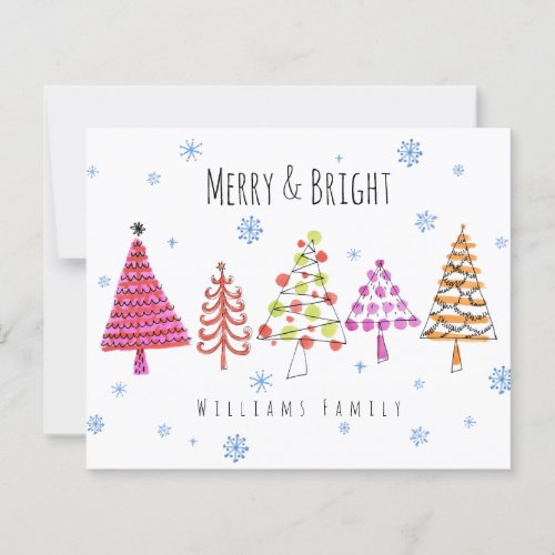 Budget Modern Christmas Trees Merry  Bright Card