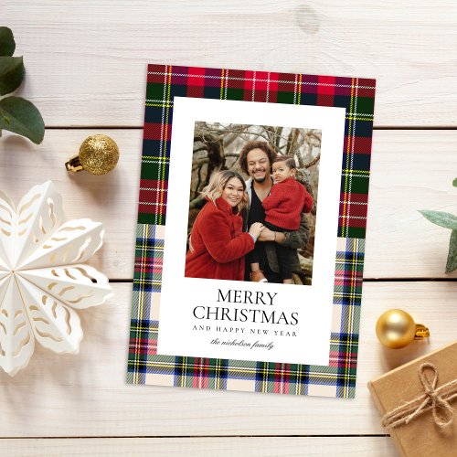 Budget Modern Classic Tartan Plaid One Photo Holiday Card