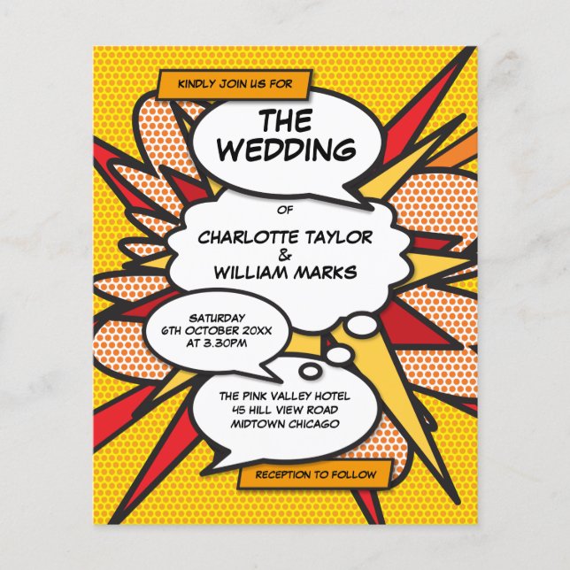 Budget Modern Comic Book Photo Wedding Invitation (Front)