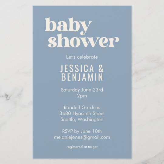 Budget Modern Cute Dusty Blue Baby Shower Invite | Zazzle.com